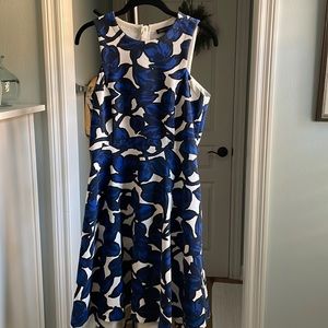 Beautiful cream black and royal blue dress